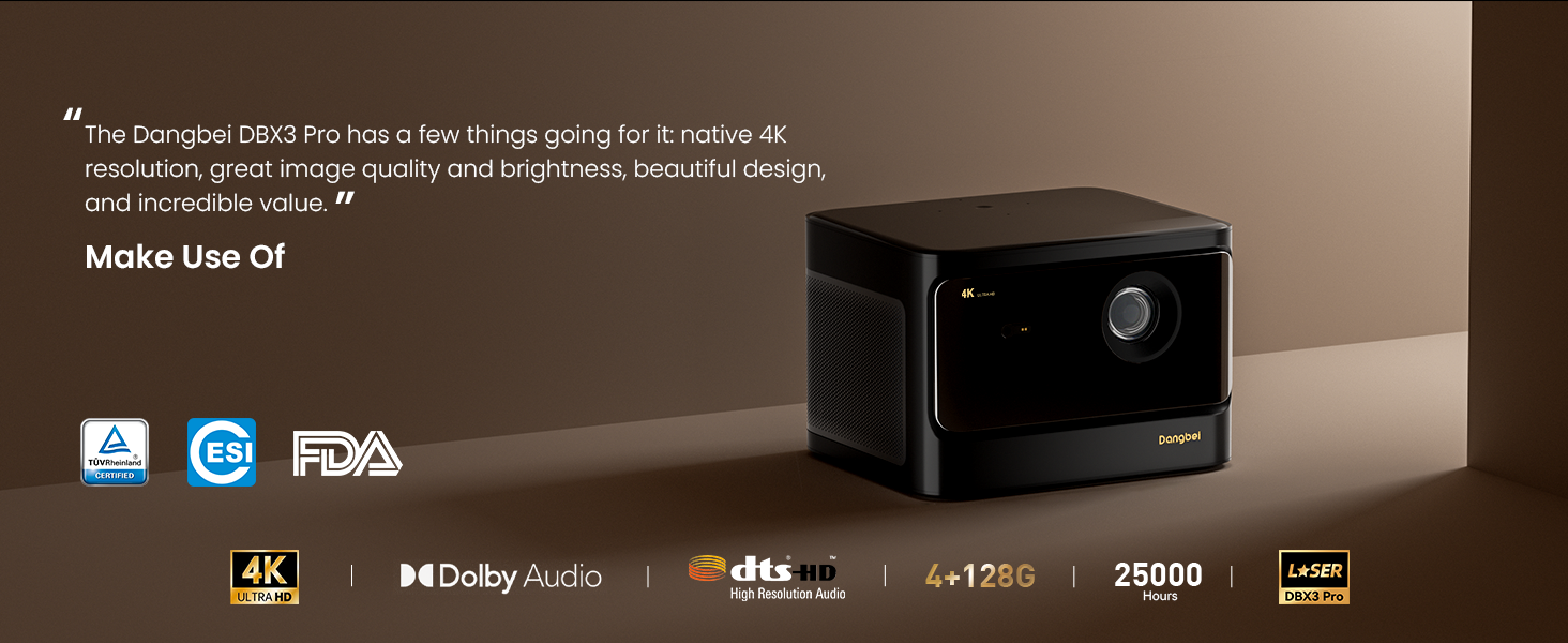 Amazon.com: Dangbei DBX3 Pro 4K Projector, 1800 ISO Lumens, DLP